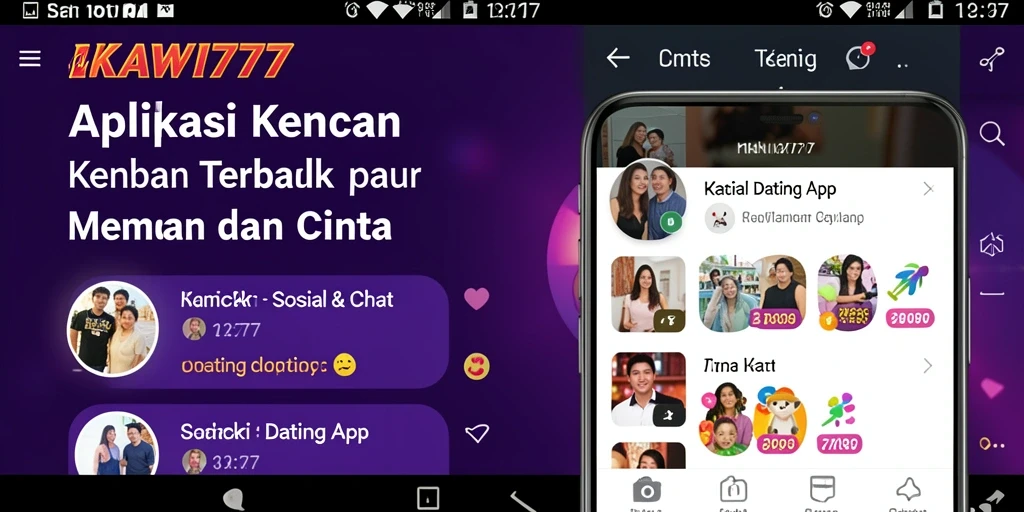Antarmuka aplikasi KAWI777 menampilkan fitur-fitur inovatif untuk kencan.