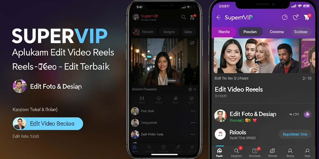 Antarmuka SUPERVIP saat mengedit video reels yang menarik dan intuitif.