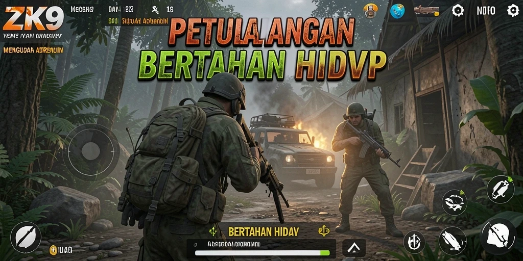 Screenshot utama ZK9 menunjukkan dunia bertahan hidup yang realistis dan penuh tantangan.