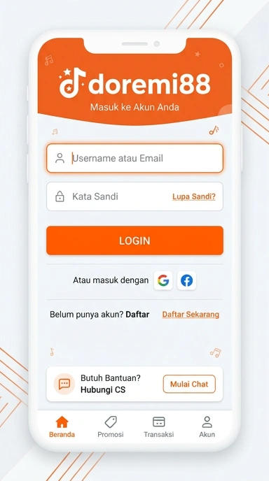 Tampilan halaman login doremi88